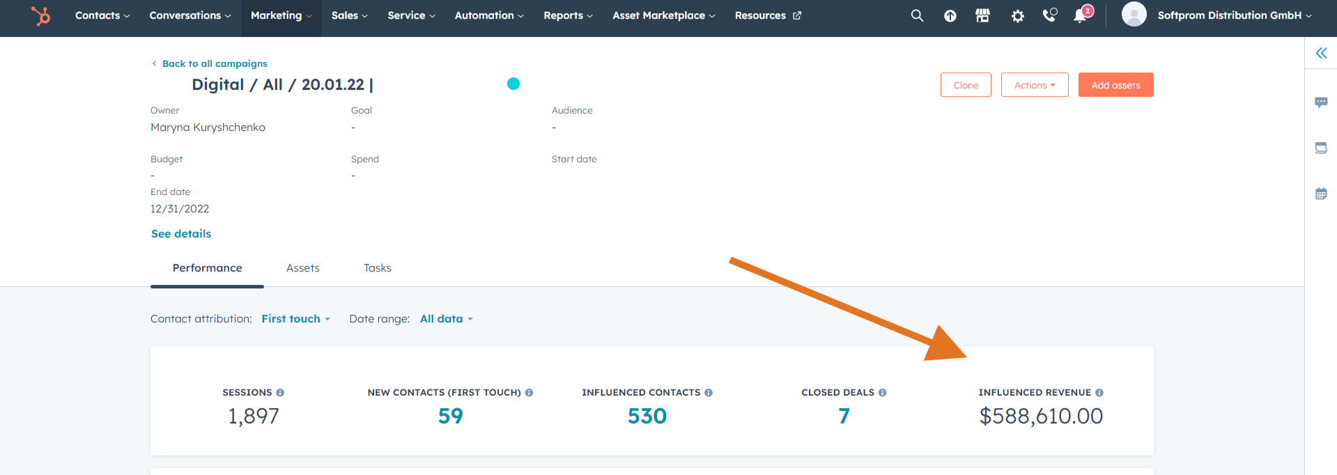 HubSpot_Marketing Hub_Campaighn results